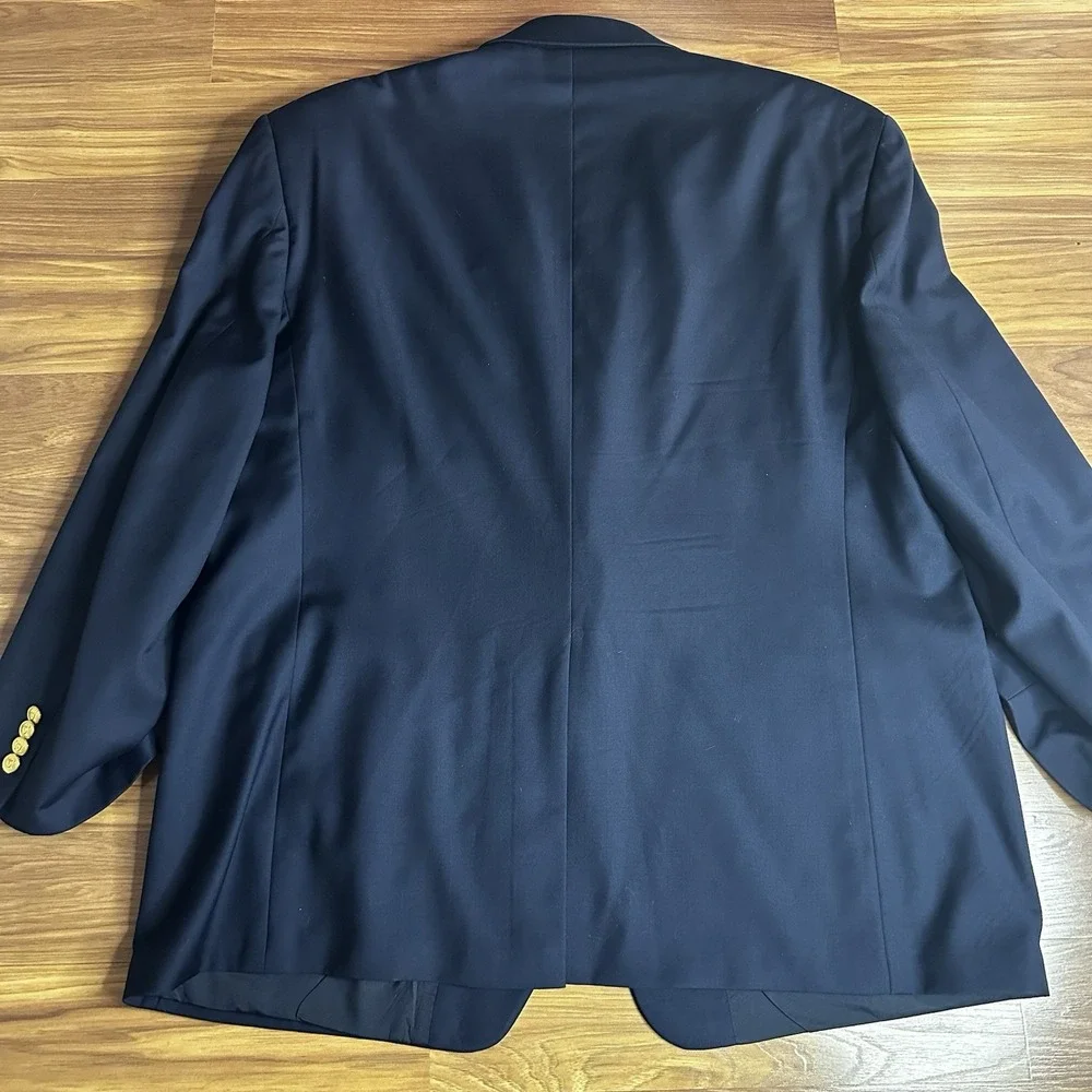 Lauren Ralph Lauren Blazer Mens 50R Blue Wool Gold Button Sport Coat Jacket